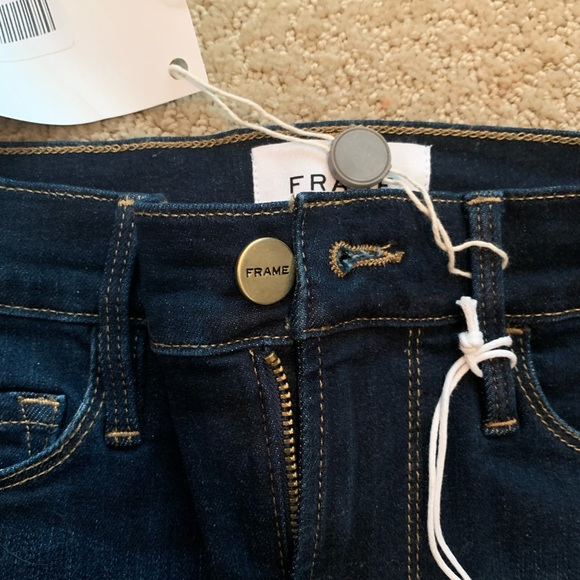 NWT Frame Ali Le Pixi High Rise Cigarette Jeans Dark Wash w. Stirrups - Picture 4 of 5